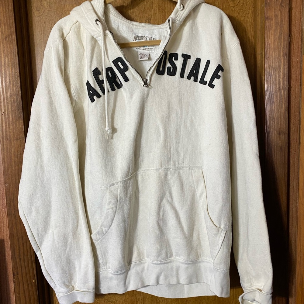 Aeropostale Men's Off-White Hoodie Sweater
